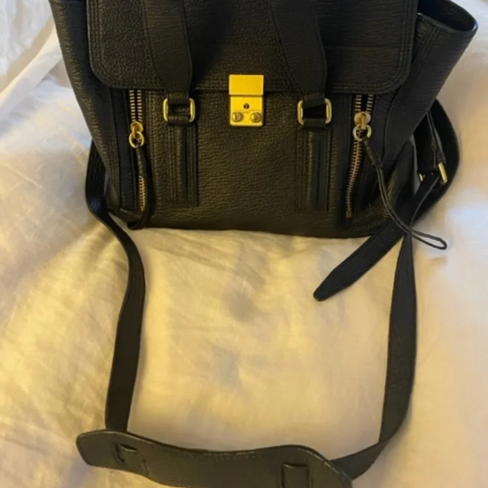 3.1 PHILLIP LIM Textured Calfskin Medium Pashli Satchel Black - Picture 3 of 7